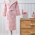 Dečiji bademantil sa kapuljačom - Peace Birds (rozi), uzrast 1/2 godine