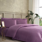 Komplet posteljine od satena za jednu osobu - Line (ljubičasta)