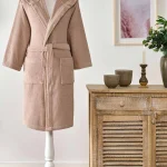 Muški bademantil sa kapuljačom - Fashion Line, bež (L)