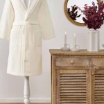 Muški bademantil sa kapuljačom - Fashion Line, krem (L)