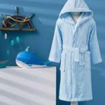 Dečiji bademantil sa kapuljačom - Boy Marine (plavi), uzrast 1/2 godine