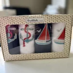 Set peškira Marin – bela/teget (4 kom, kutija)