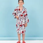 Dečiji bademantil Spiredman - sivi, sa kapuljačom, uzrast 7/8 godina (Disney)