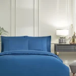 Komplet posteljine za bračni krevet – indigo Soft Line (organski pamuk)