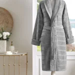 Sadem Stripe bademantil (XL) – sivi