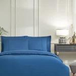 Komplet posteljine za bračni krevet (king) – indigo (Soft Line, organska)