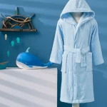 Dečiji bademantil sa kapuljačom - Boy Marine (plavi), uzrast 1/2 godine