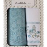 Set peškira Iris Border – plava (2 kom, kutija)